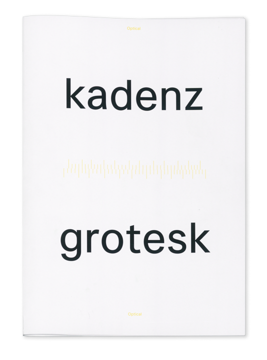 Cover of the specimen book Kadenz Grotesk designed by Orlando Brunner